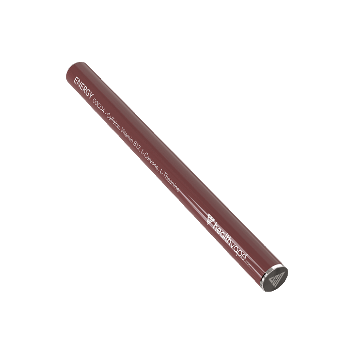 Brown HealthVape Energy Cocoa disposable vape pen on transparent background
