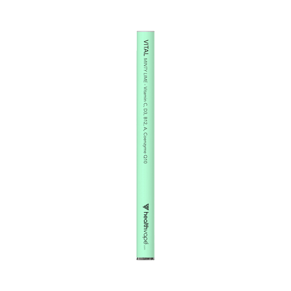 HealthVape Vital Vitamin C Minty Lime disposable vape pen in angled animated view