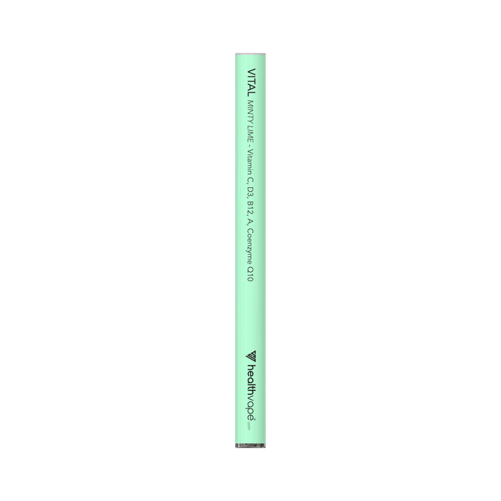 HealthVape Vital Vitamin C Minty Lime disposable vape pen in angled animated view