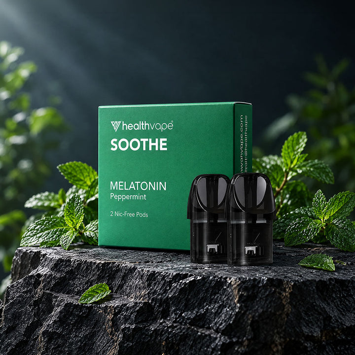 HealthVape SOOTHE Peppermint Melatonin pod box with two nicotine-free pods