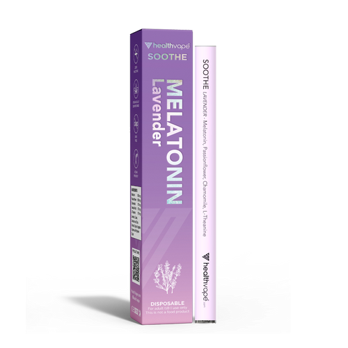 HealthVape Soothe Melatonin Lavender box with matching disposable vape pen